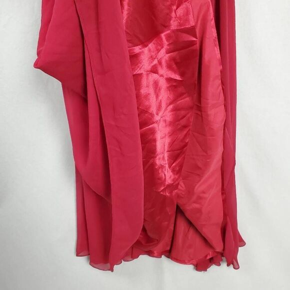 Woman's Small (4-6) Long Burgundy Chiffon Party Prom Gown Dress - Picture 4 of 11